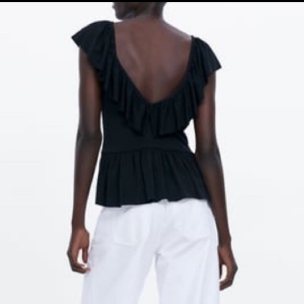 Zara Ruffled Deep V Neck Tank Top - Picture 5 of 14